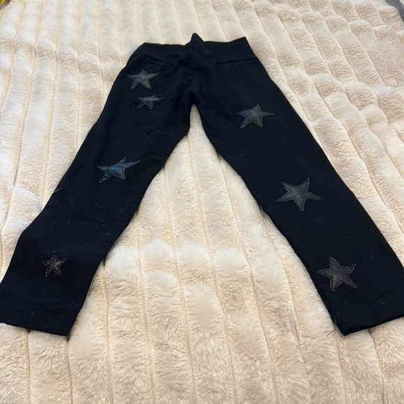 Girls fbz (Flowers By Zoe) black leggings w/ pleather stars. - Picture 2 of 3